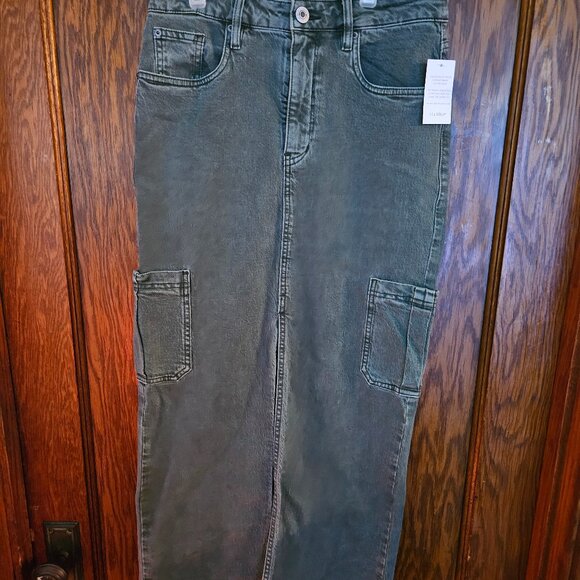 Sts Blue Maddie Maxi Skirt Womens Size 26 green Front Slit Stretch Side Pocket - Picture 1 of 13